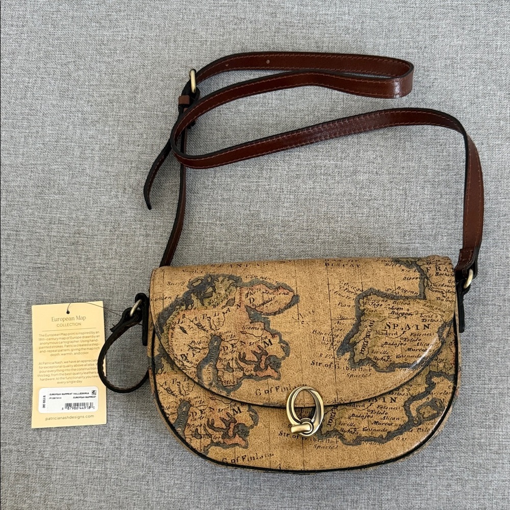 Patricia Nash European Map Print Velledoria Crossbody Bag - Picture 1 of 12